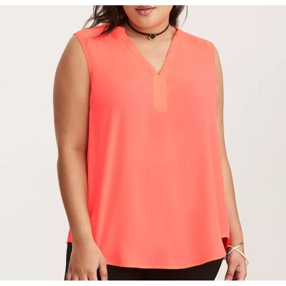 NEW Torrid Harper Georgette Sleeveless Blouse Neon Fiesta Plus Size‎ 1X Women - Picture 1 of 13
